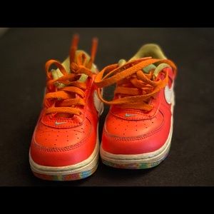 Toddler Orange Nike Air Force 1 melted crayon sole